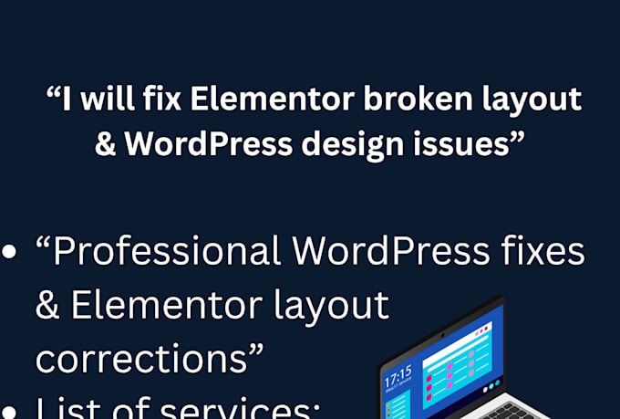 fix elementor broken layout or wordpress design issues